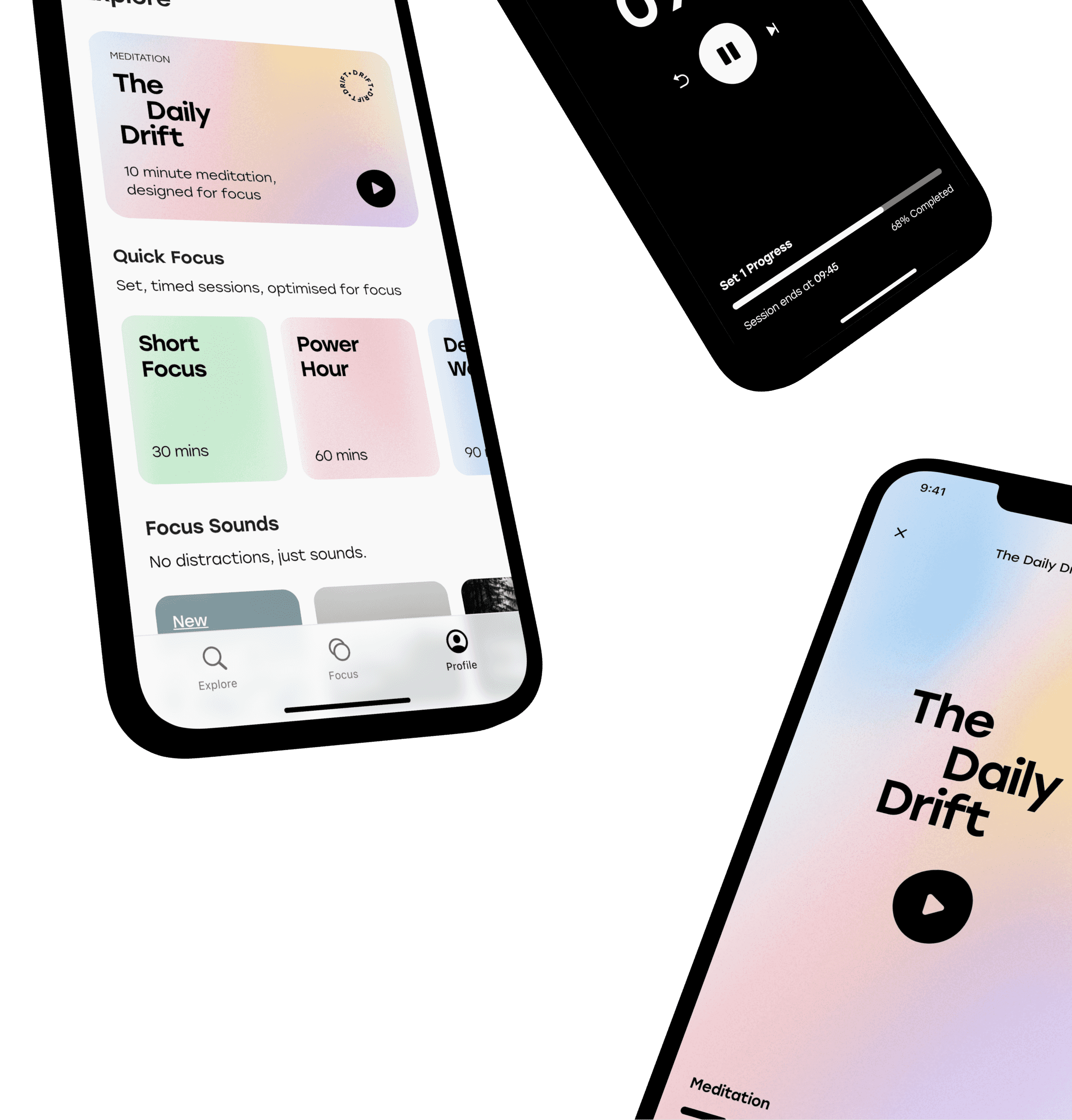 Phone mockups with drift app open