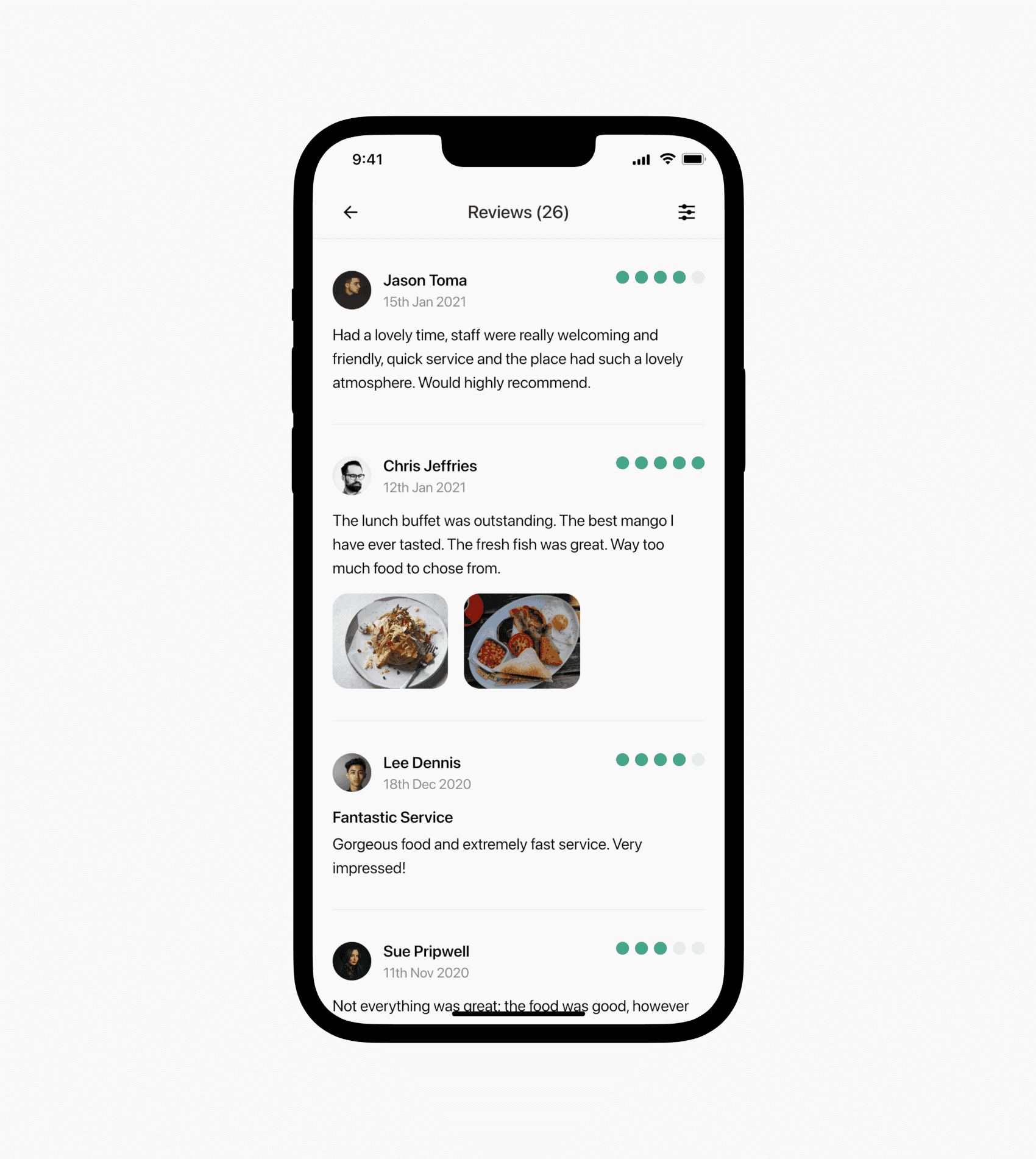 Restaurant reviews